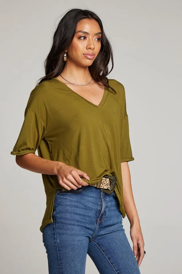 Womens Tops Chaser Brand Mason Sphagnum V Neck