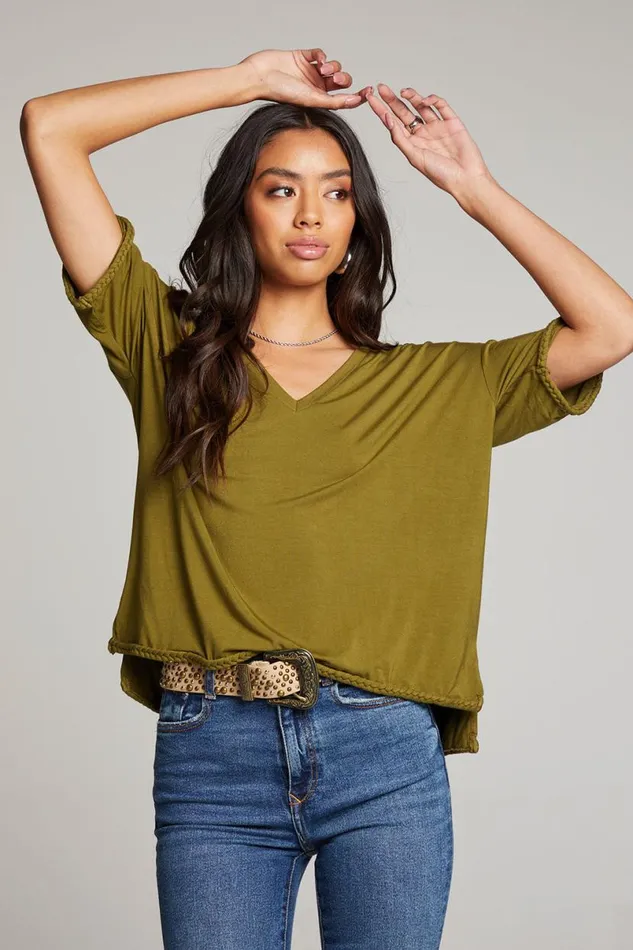 Womens Tops Chaser Brand Mason Sphagnum V Neck