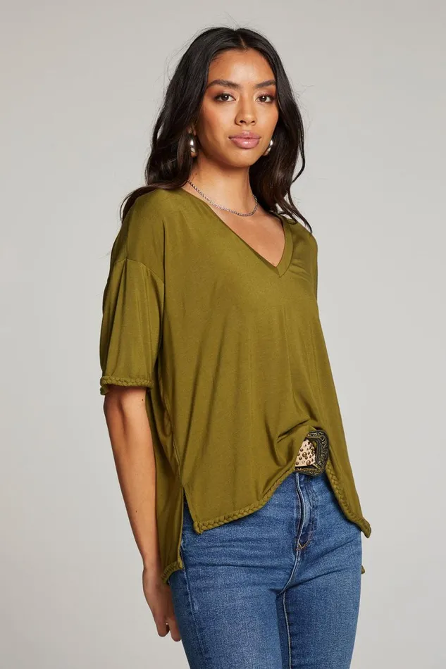 Womens Tops Chaser Brand Mason Sphagnum V Neck