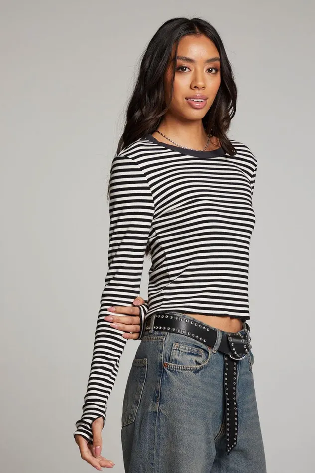Womens Tops Chaser Brand Moonlight Punk Stripe Long Sleeve