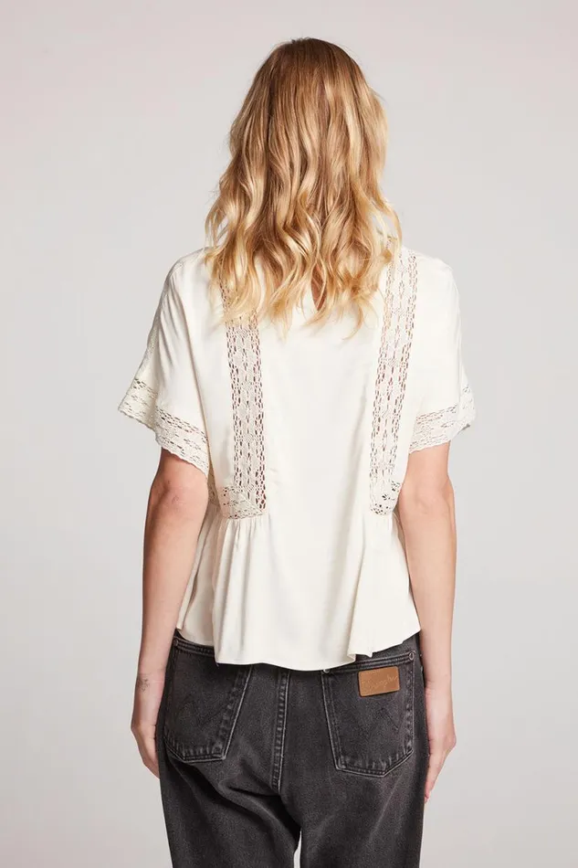 Womens Tops Chaser Brand Petal Starry White Short Sleeve