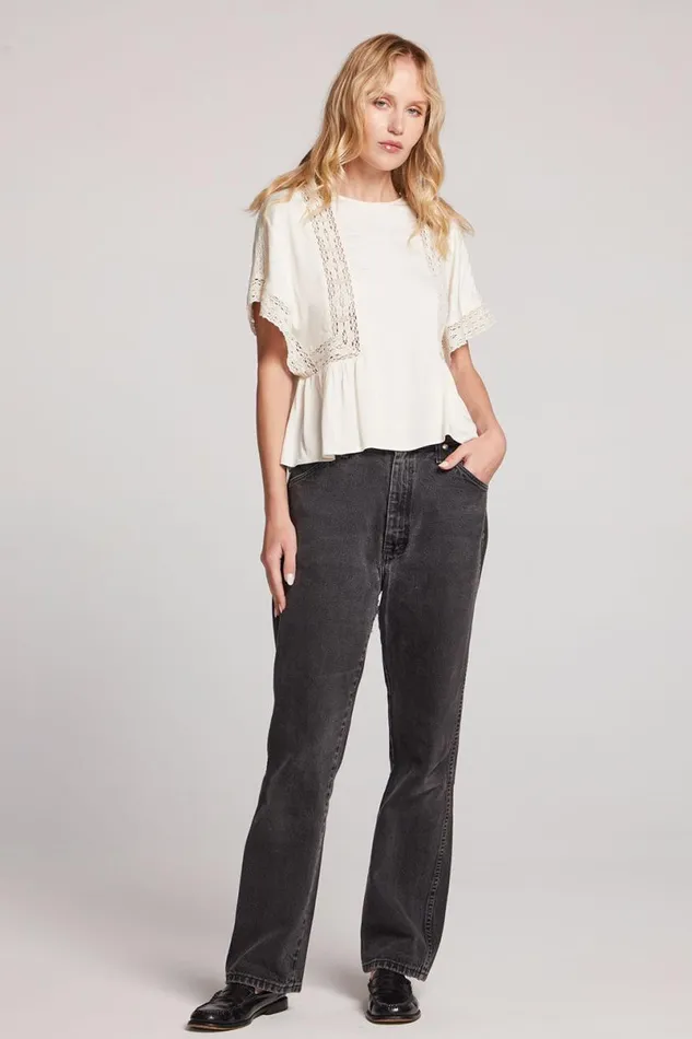 Womens Tops Chaser Brand Petal Starry White Short Sleeve