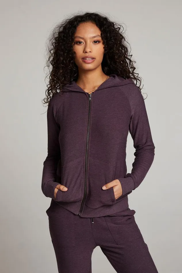 Womens Tops Chaser Brand Plum Perfect Long Sleeve Raglan Zip Up Hoodie