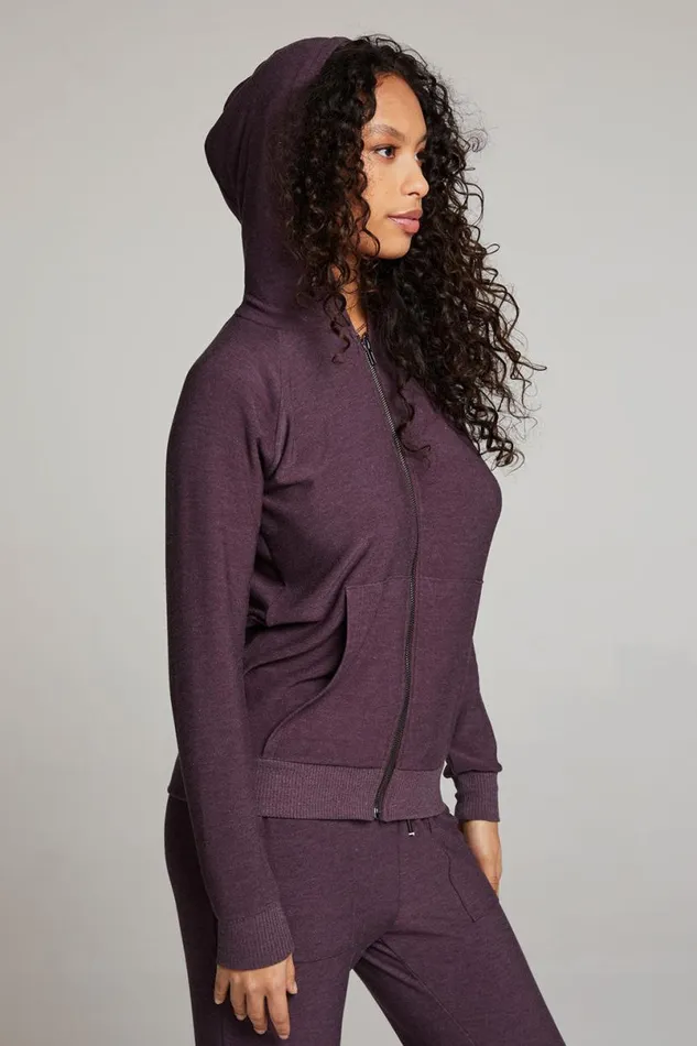 Womens Tops Chaser Brand Plum Perfect Long Sleeve Raglan Zip Up Hoodie