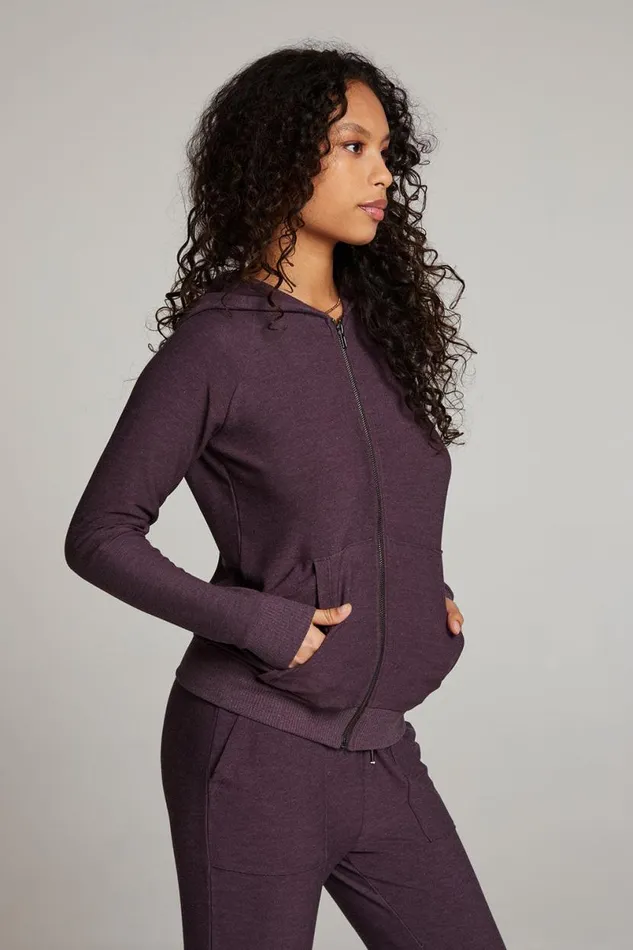 Womens Tops Chaser Brand Plum Perfect Long Sleeve Raglan Zip Up Hoodie