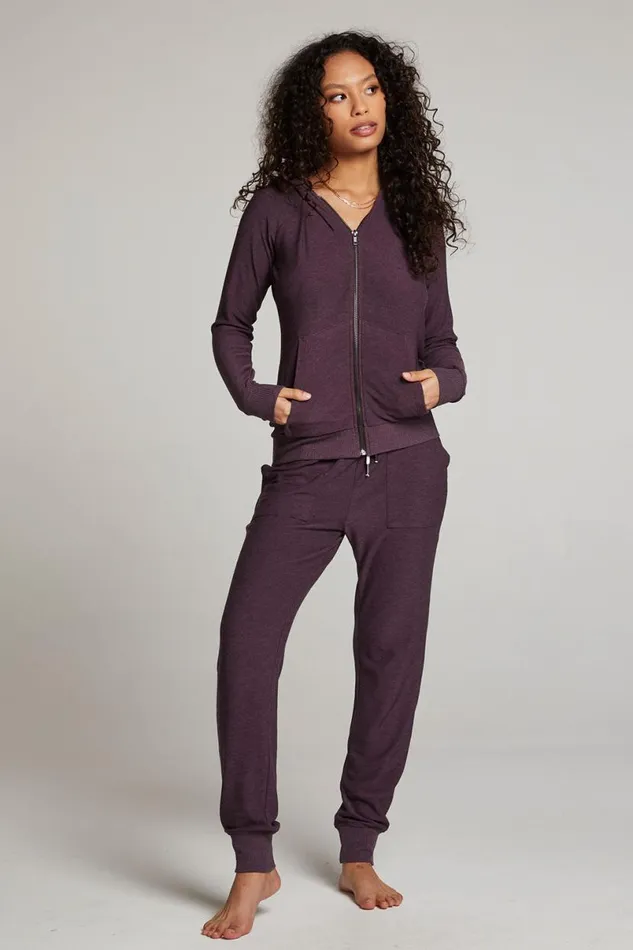 Womens Tops Chaser Brand Plum Perfect Long Sleeve Raglan Zip Up Hoodie