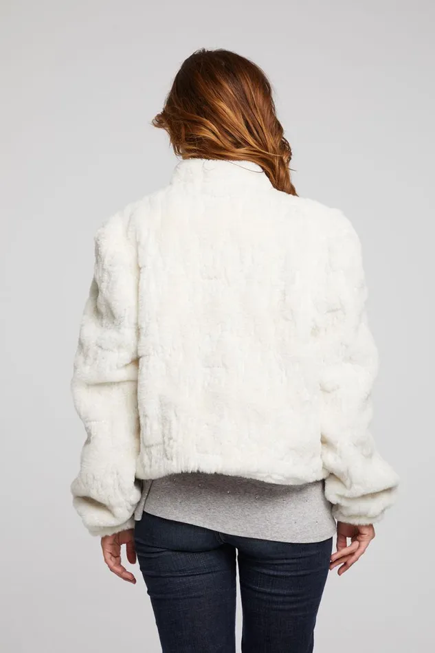 Womens Tops Chaser Brand Puff Sleeve Starry White Jacket