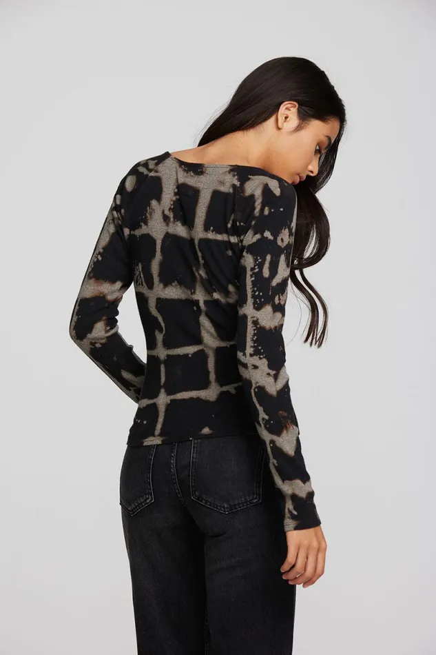 Womens Tops Chaser Brand Recycled Vintage Rib Long Sleeve Top With Twist Detail