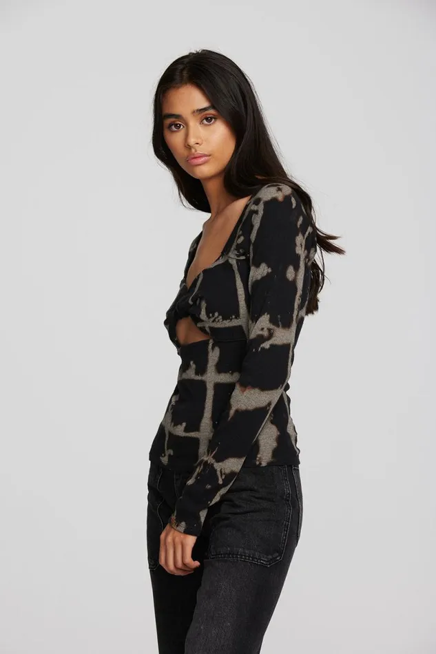 Womens Tops Chaser Brand Recycled Vintage Rib Long Sleeve Top With Twist Detail