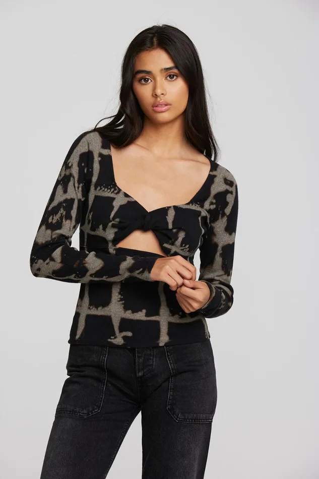Womens Tops Chaser Brand Recycled Vintage Rib Long Sleeve Top With Twist Detail