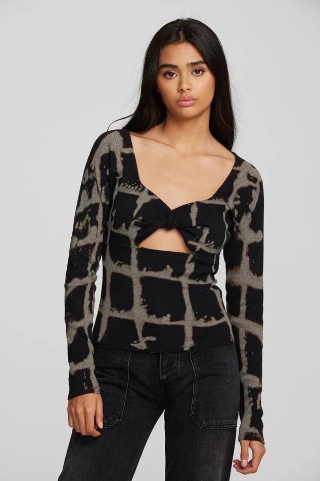 Womens Tops Chaser Brand Recycled Vintage Rib Long Sleeve Top With Twist Detail