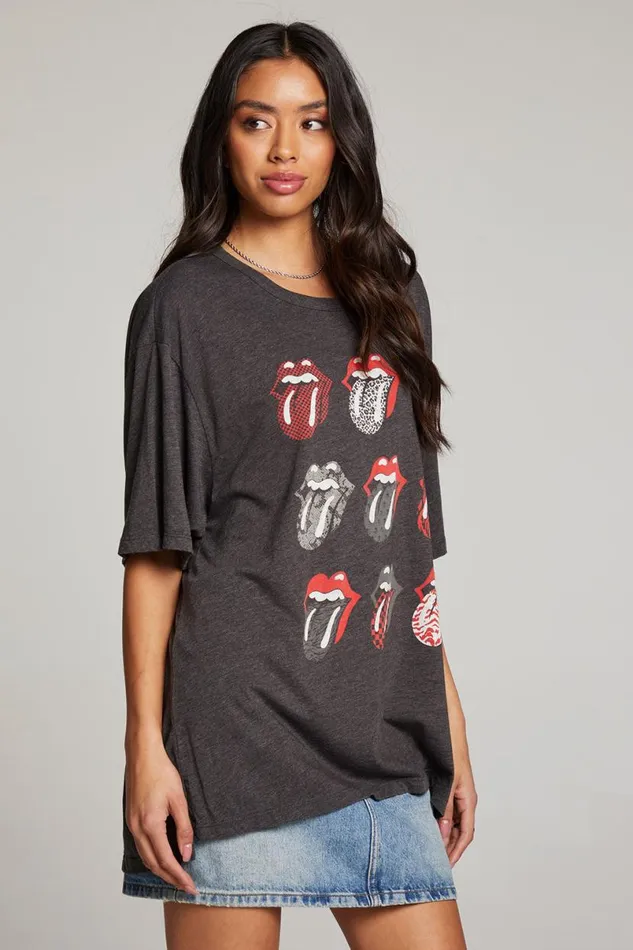 Womens Tops Chaser Brand Rolling Stones Multi Logo One Size Tee