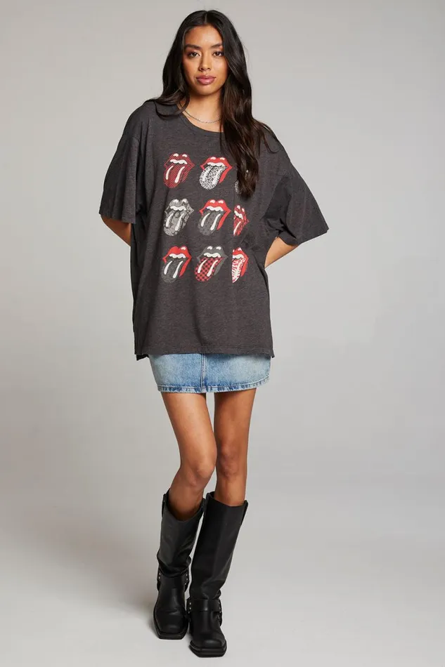 Womens Tops Chaser Brand Rolling Stones Multi Logo One Size Tee