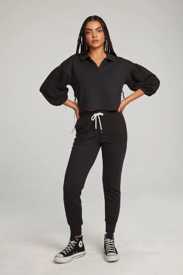 Womens Tops Chaser Brand Saratoga Licorice Pullover