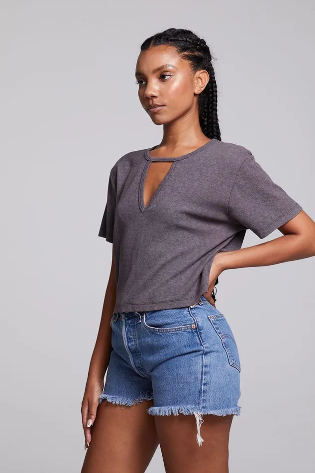 Womens Tops Chaser Brand Servino True Black Tee