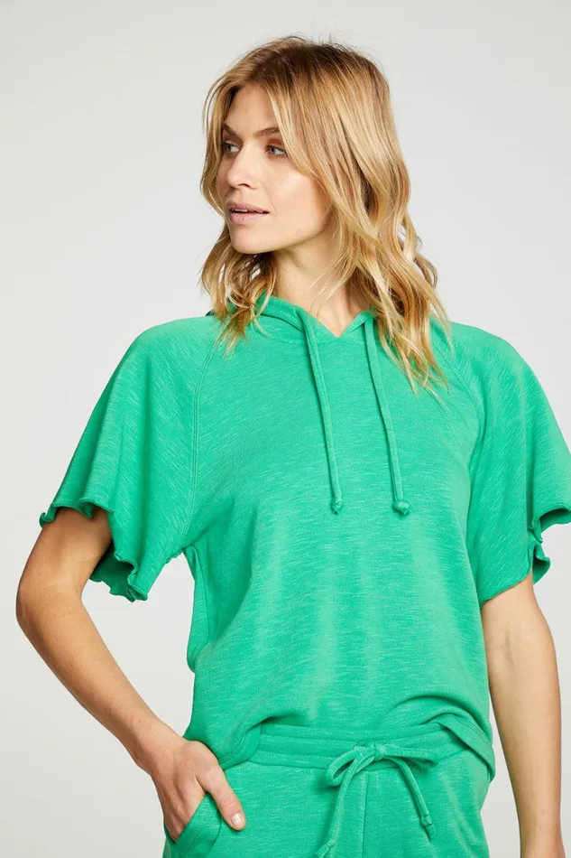 Womens Tops Chaser Brand Slub French Terry Angel Sleeve Raglan Pullover Hoodie