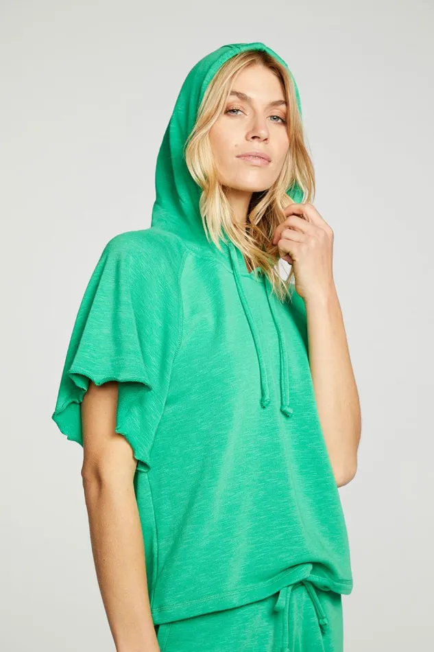 Womens Tops Chaser Brand Slub French Terry Angel Sleeve Raglan Pullover Hoodie