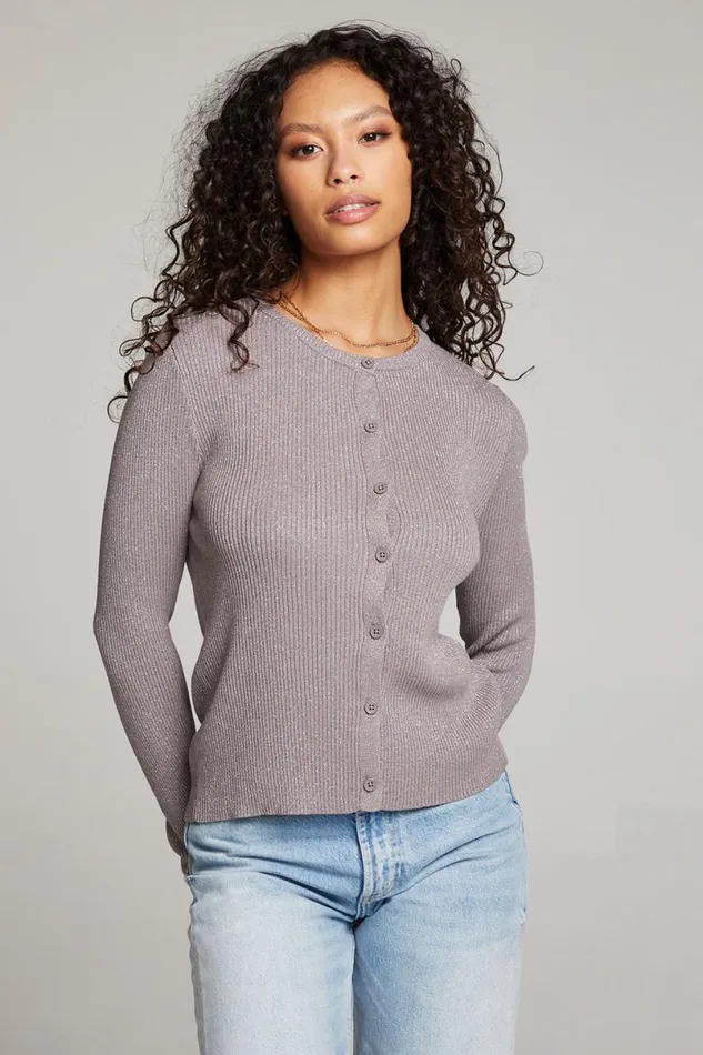 Womens Tops Chaser Brand Tommy Foggy City Button Up Sweater