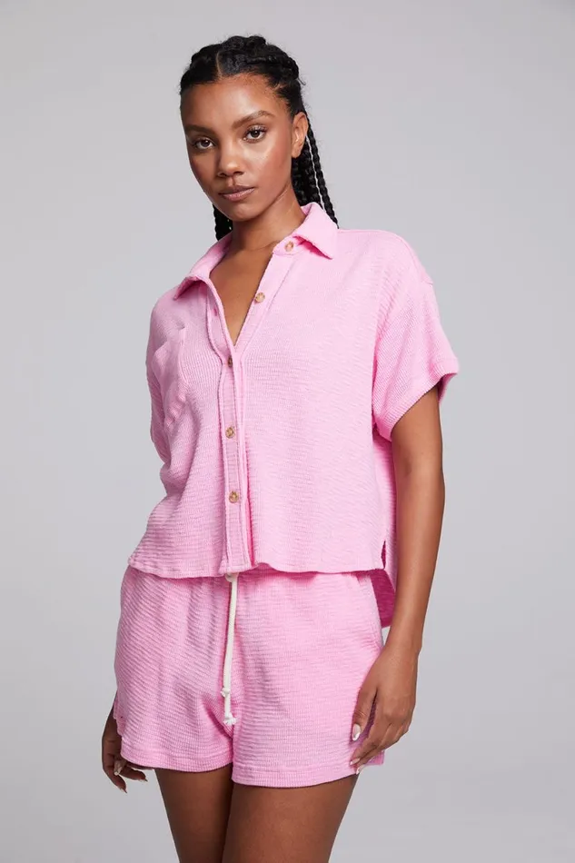 Womens Tops Chaser Brand Valentina Rosewater Button Down