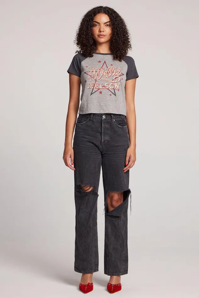 Womens Tops Chaser Brand Willie Nelson Cowboy Star