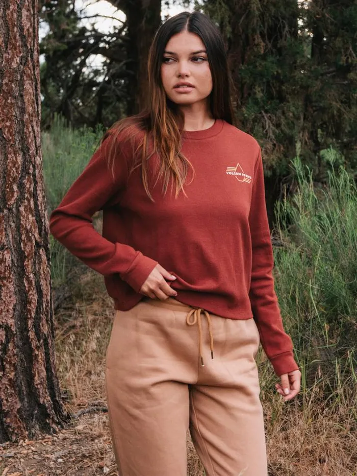 Womens Tops Volcom Thermality Long Sleeve Shirt 8211 Cayenne