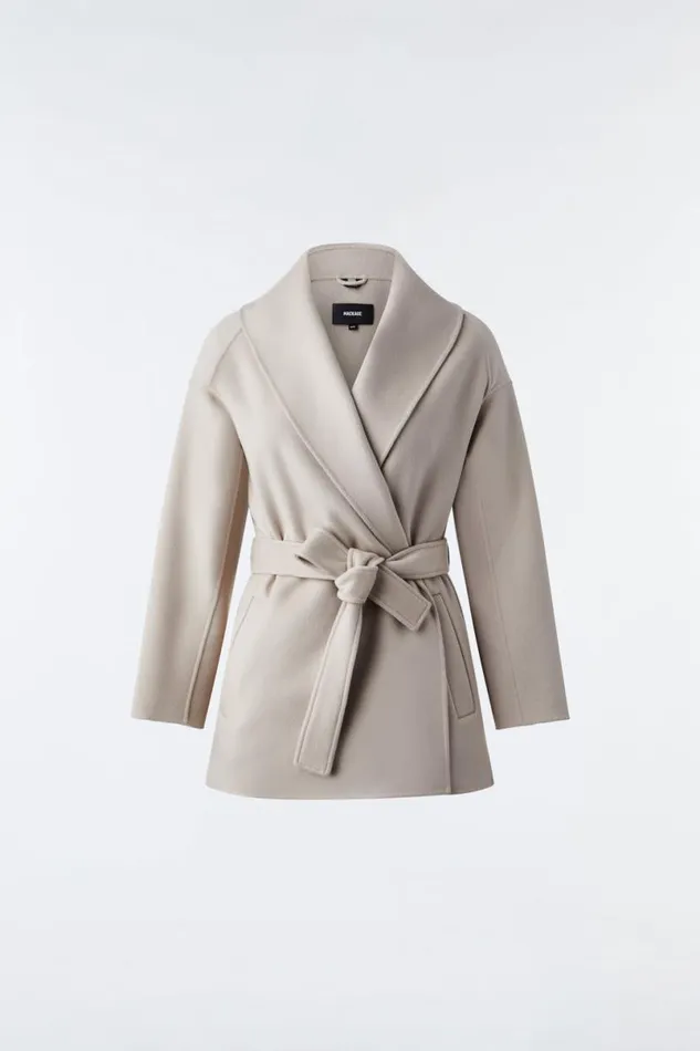 Wool Coats Women Mackage TYRA DoubleFace Wool Robe Jacket Black