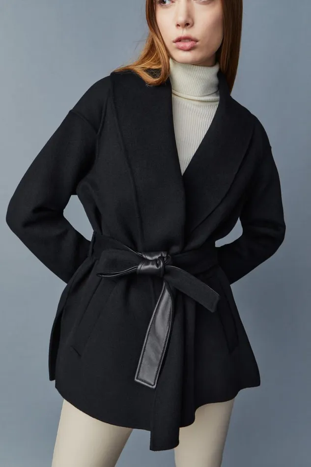 Wool Coats Women Mackage TYRA DoubleFace Wool Robe Jacket Black Wool Coats Women Mackage TYRA DoubleFace Wool Robe Jacket Black