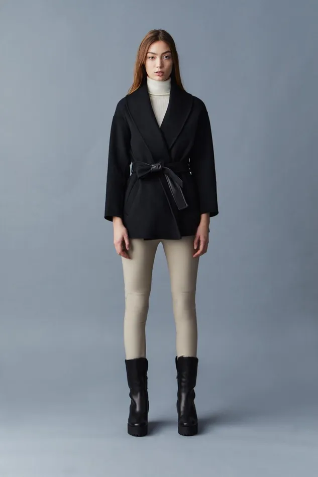 Wool Coats Women Mackage TYRA DoubleFace Wool Robe Jacket Black Wool Coats Women Mackage TYRA DoubleFace Wool Robe Jacket Black