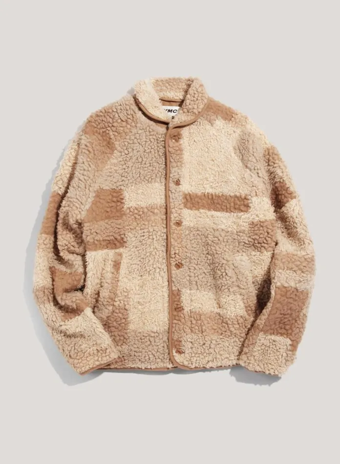 YMC Beach Fleece Jacket Natural Multi Mens Outerwear
