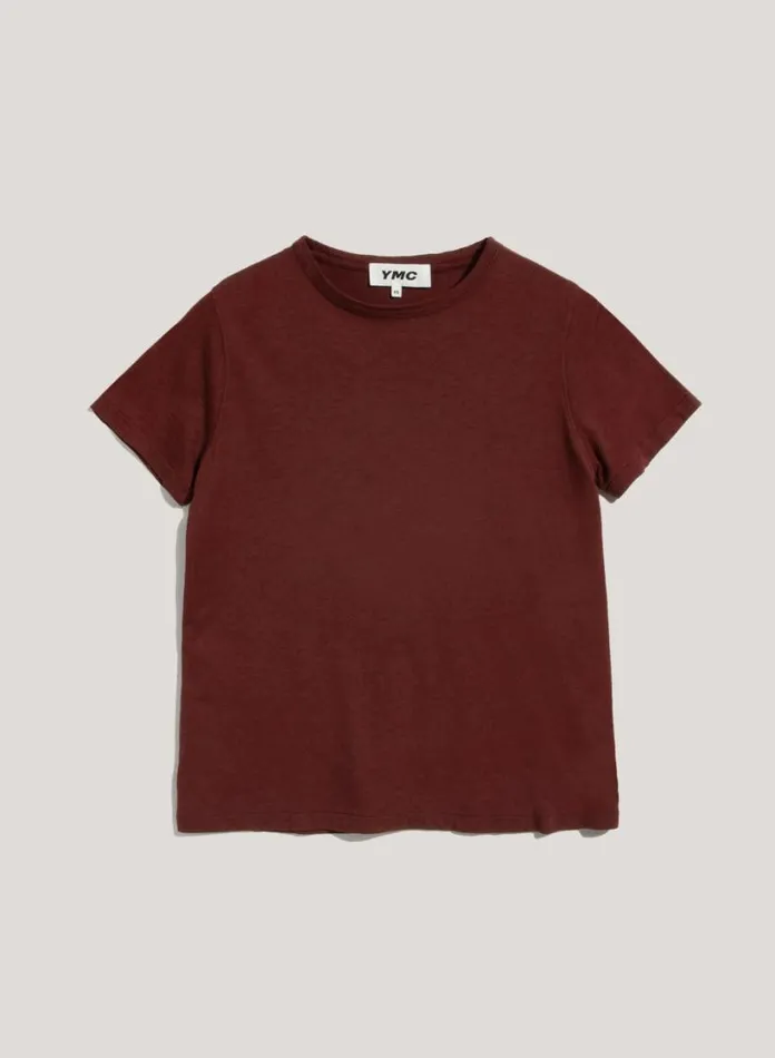 YMC Day Organic Cotton TShirt Burgundy Womens TShirts