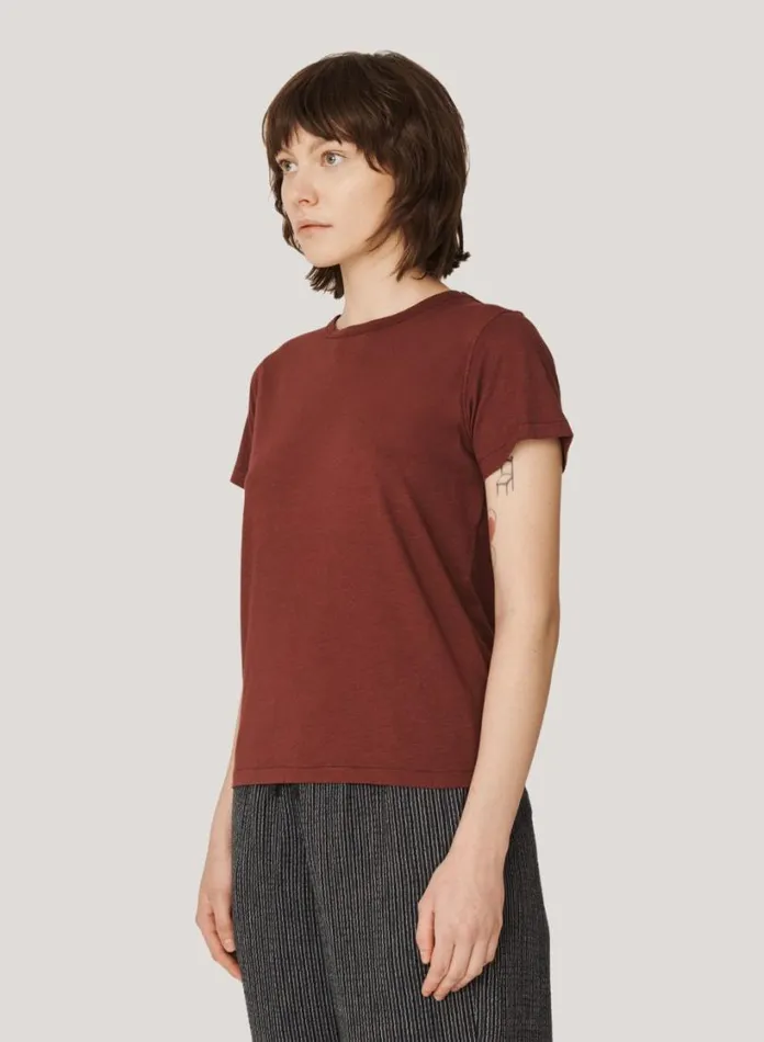 YMC Day Organic Cotton TShirt Burgundy Womens TShirts