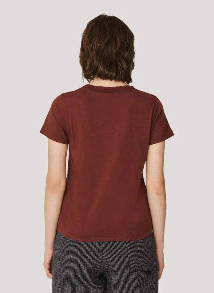 YMC Day Organic Cotton TShirt Burgundy Womens TShirts