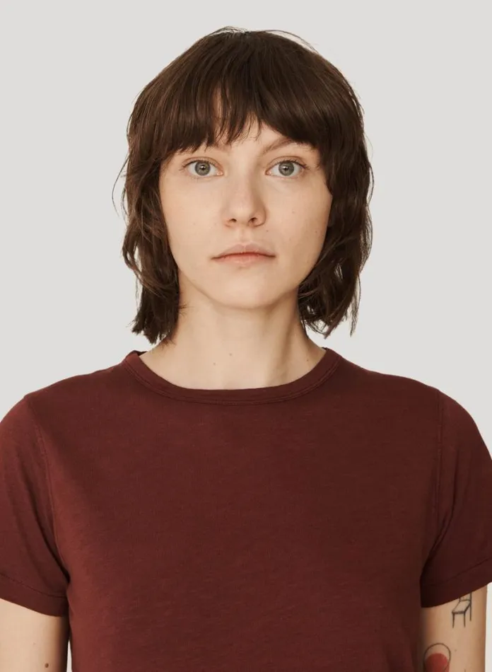 YMC Day Organic Cotton TShirt Burgundy Womens TShirts