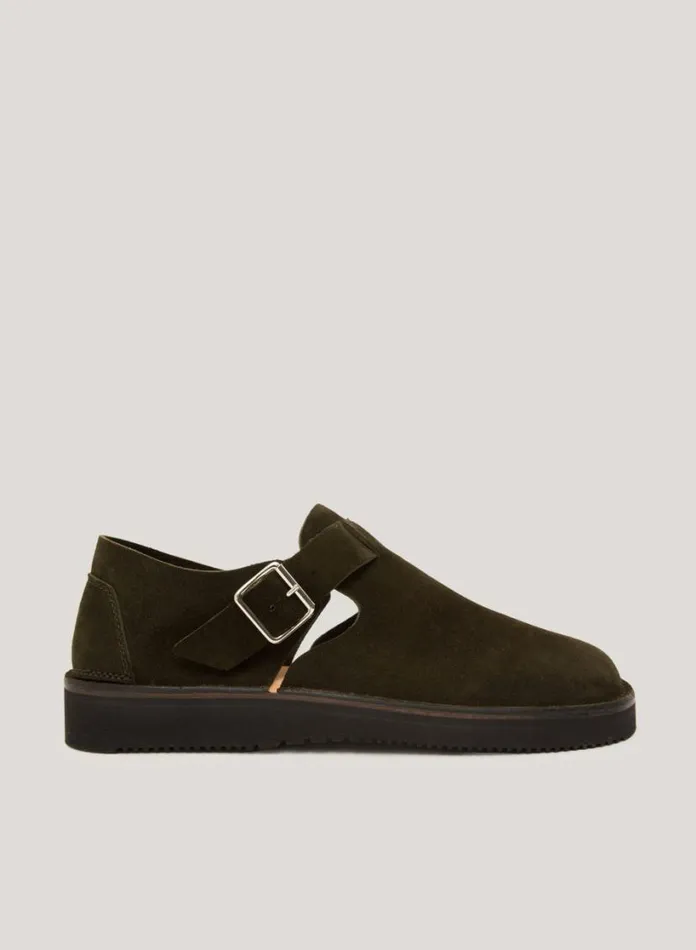YMC Fracap X Suede Summer Sandals Olive Mens Footwear