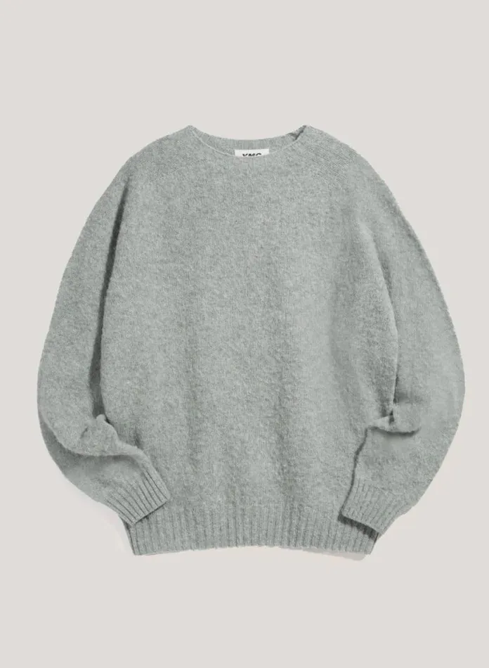 YMC Suedehead Crew Neck Jumper Mint Green Mens Knitwear