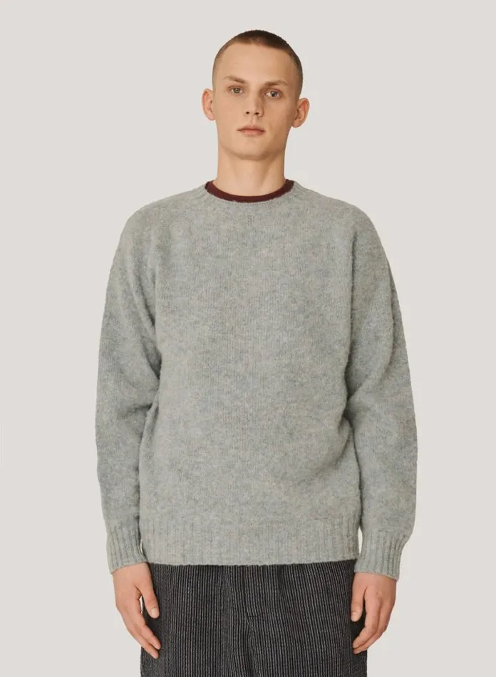 YMC Suedehead Crew Neck Jumper Mint Green Mens Knitwear