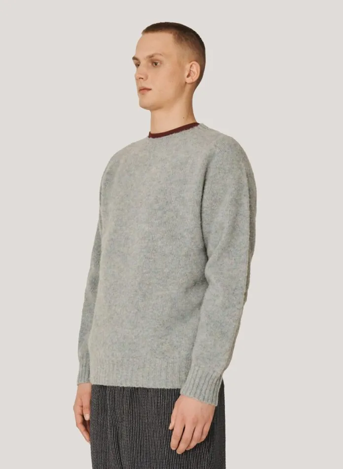 YMC Suedehead Crew Neck Jumper Mint Green Mens Knitwear