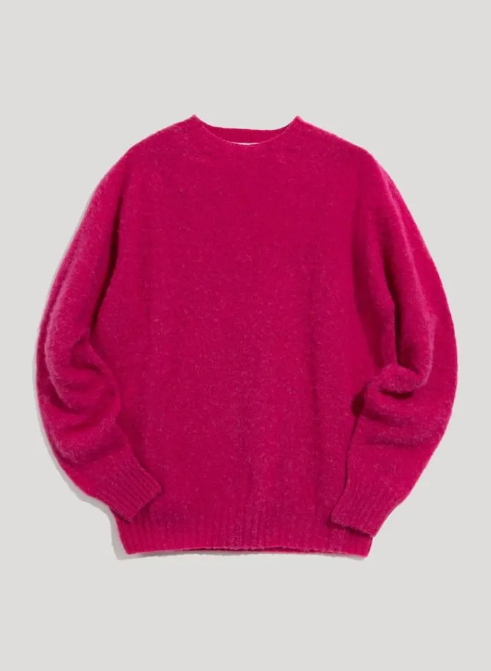 YMC Suedehead Crew Neck Jumper Pink Mens Knitwear