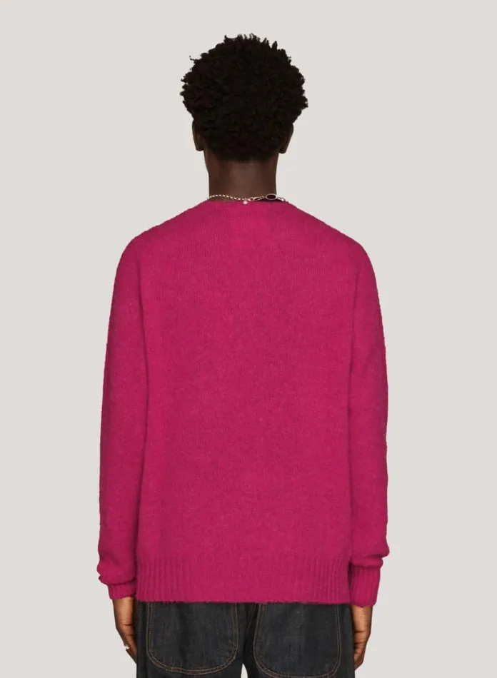 YMC Suedehead Crew Neck Jumper Pink Mens Knitwear