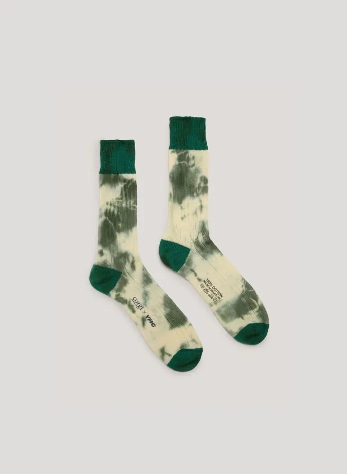 YMC Tie Dye Sock Green Mens Socks