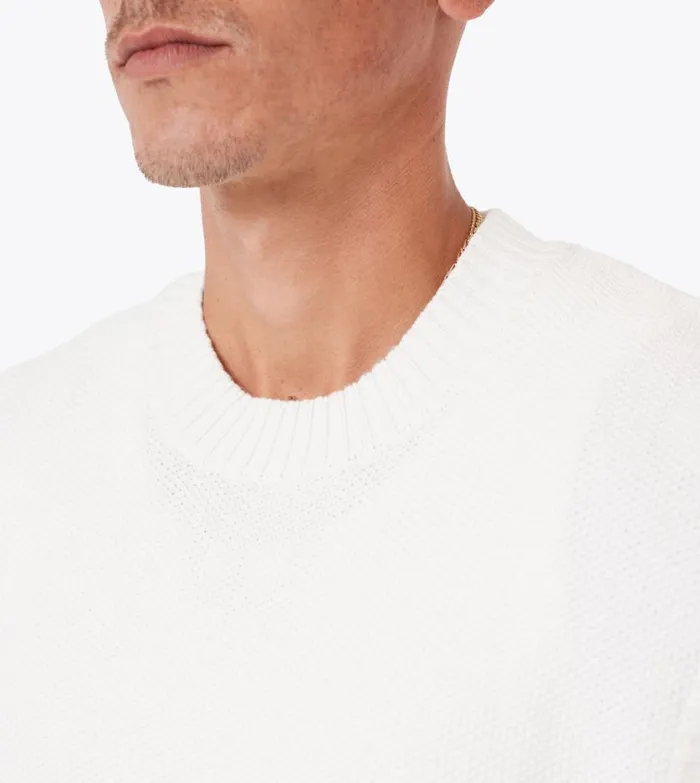 Zanerobe Hoodies and Sweaters Men Boucle Vest Vintage White