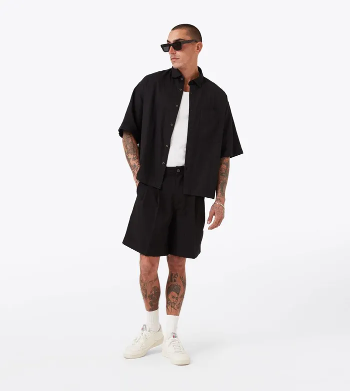 Zanerobe Shirts Men Box Crop Shirt Black
