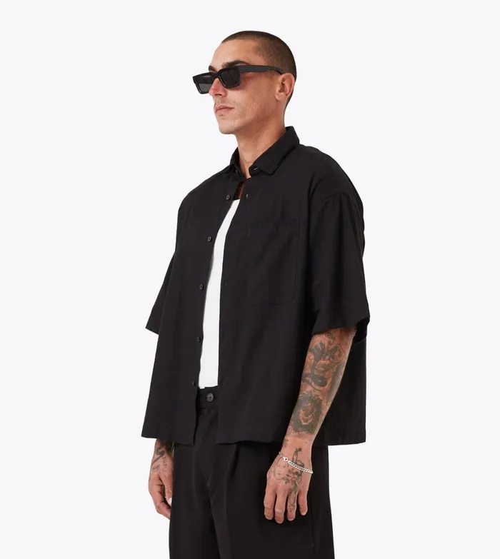 Zanerobe Shirts Men Box Crop Shirt Black
