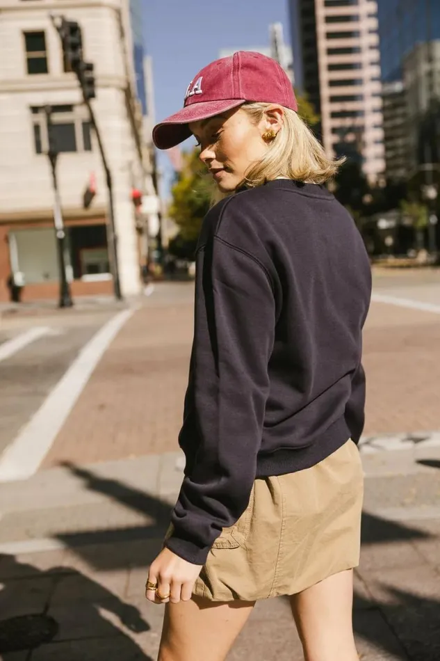 Zermatt Ski Patrol Graphic Sweatshirt Navy Women Bohme Tops