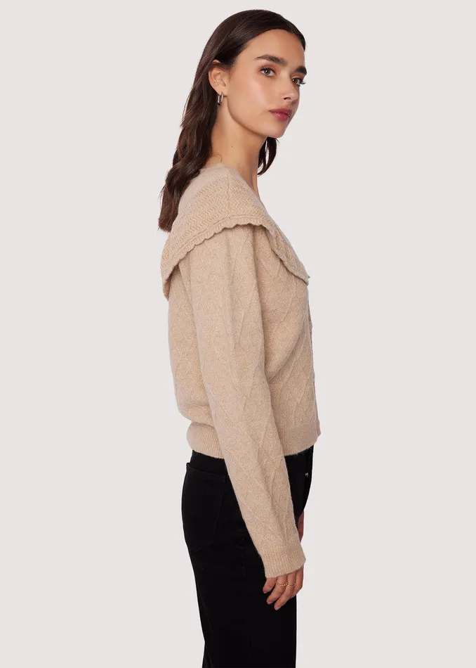 Zoie Ruffle Cardigan Oatmeal Women Lost Wander Sweaters